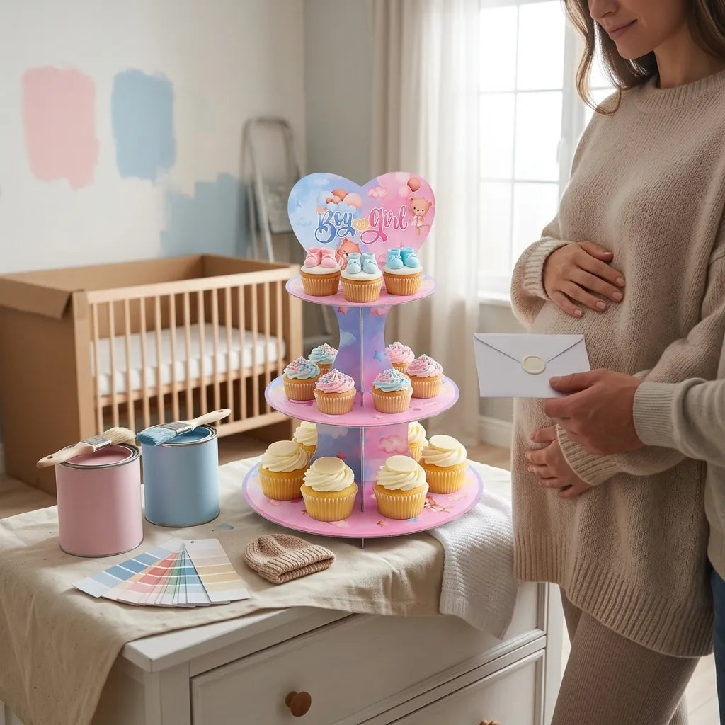 Présentoir Cupcakes Baby Shower Colorées