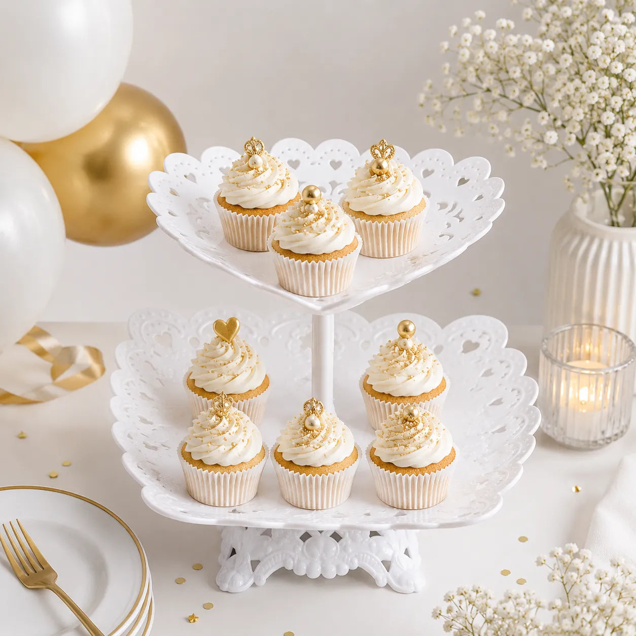 Présentoir à Cupcakes Cœur Ajouré