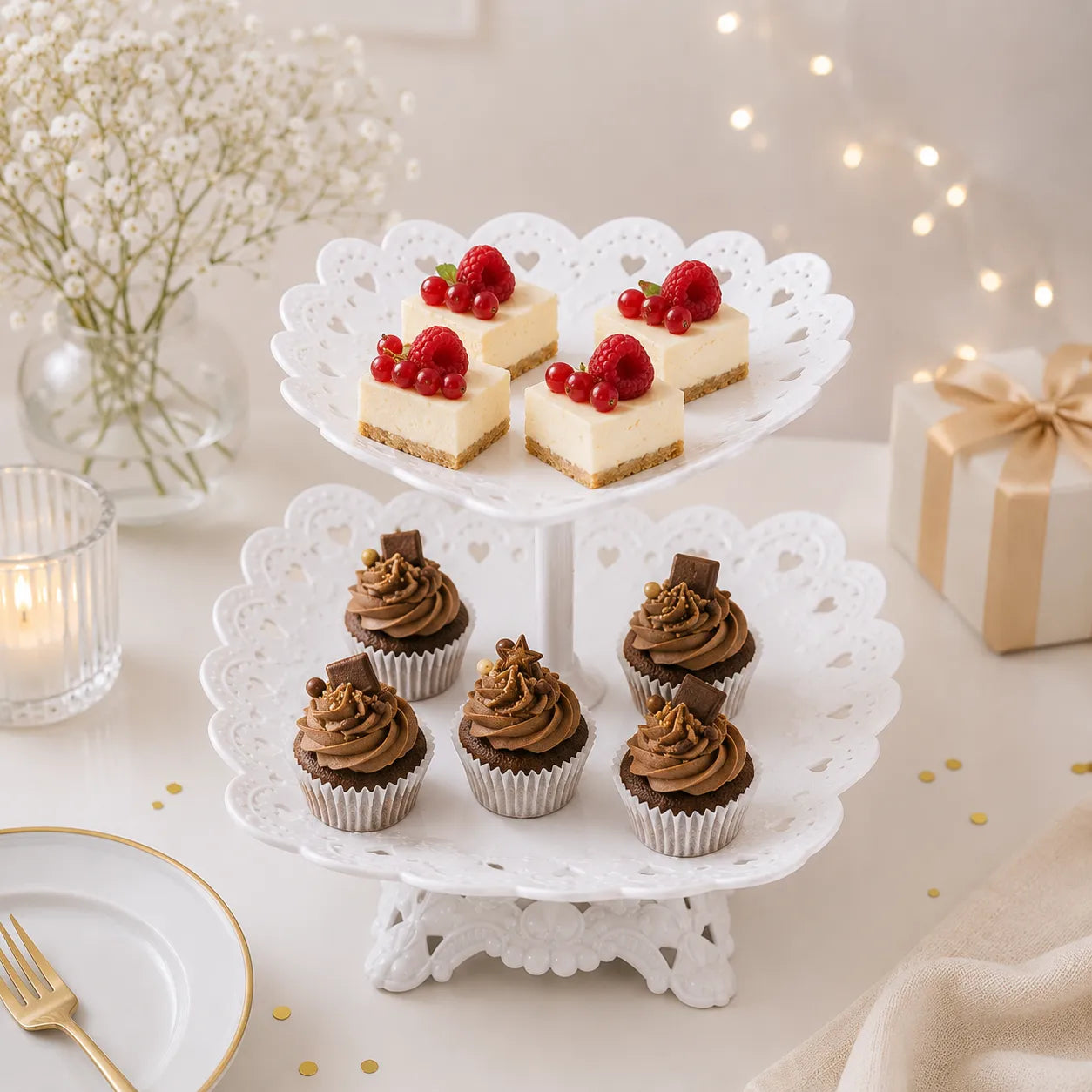 Présentoir à Cupcakes Cœur Ajouré Original