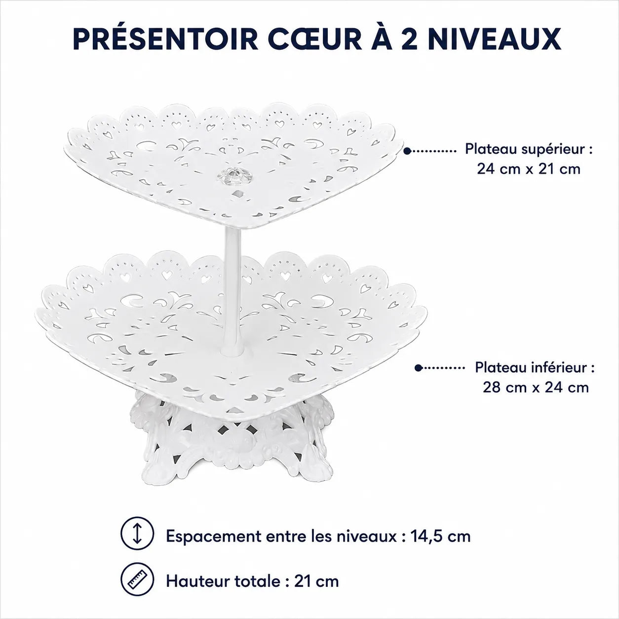 Présentoir à Cupcakes Cœur Ajouré Unique