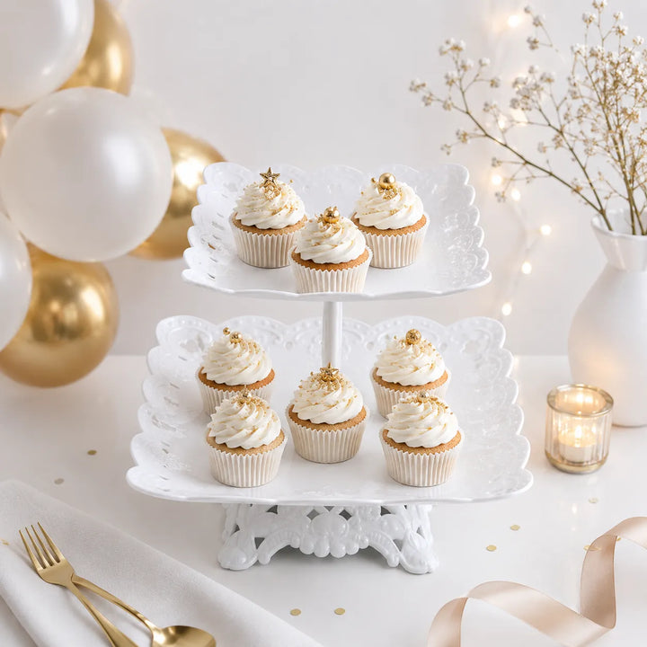 Présentoir à Cupcakes Carré à 2 Niveaux
