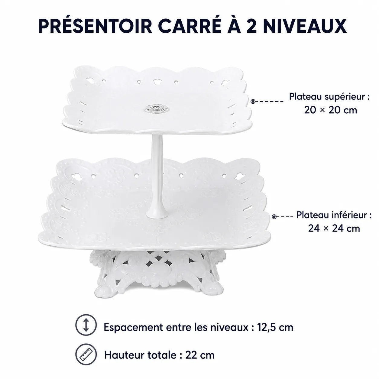 Présentoir à Cupcakes Carré à 2 Niveaux  Original