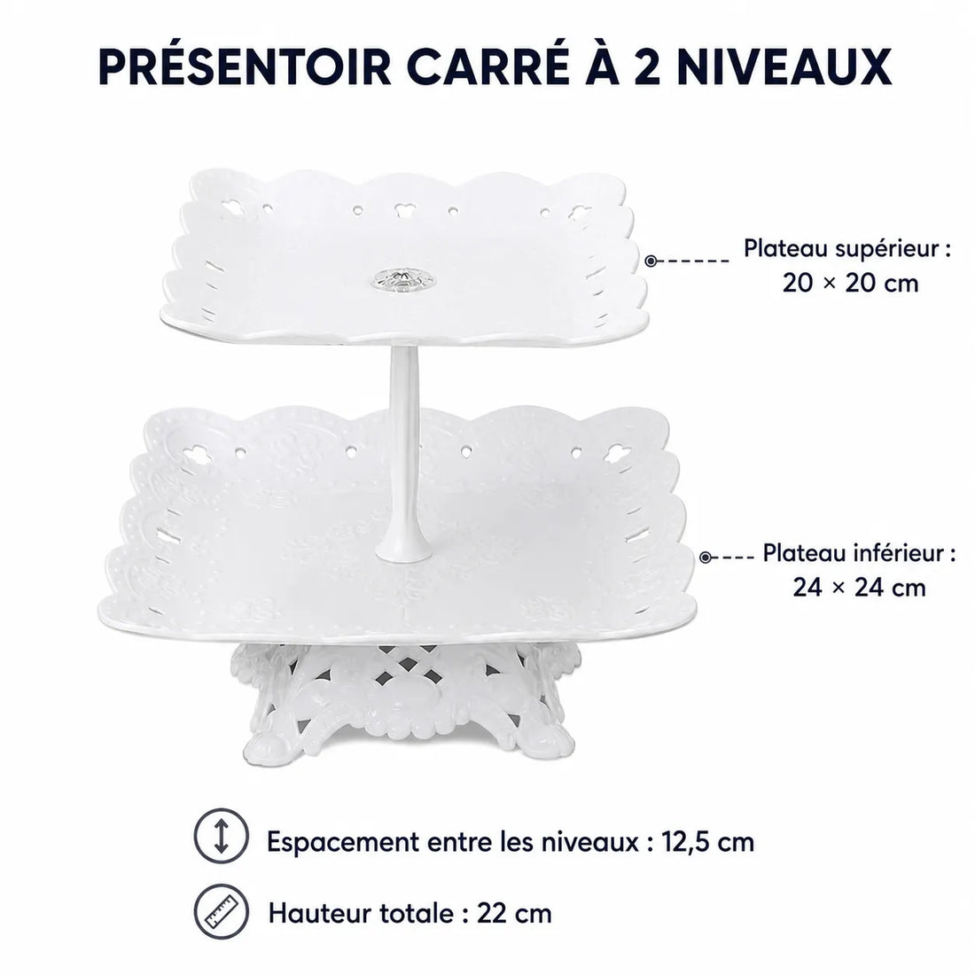 Présentoir à Cupcakes Carré à 2 Niveaux  Original