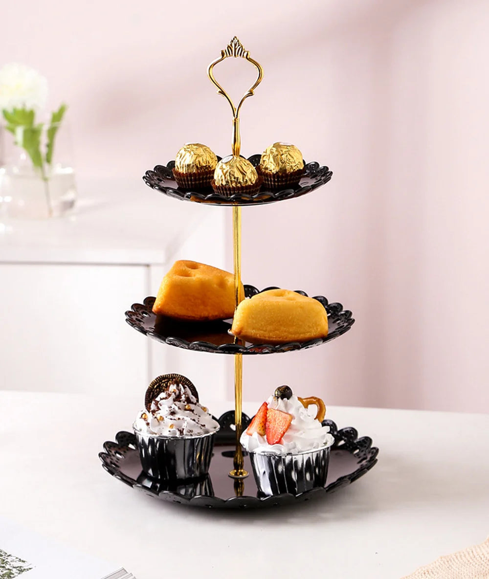 Présentoir à Cupcakes Noir en Plastique Elégant