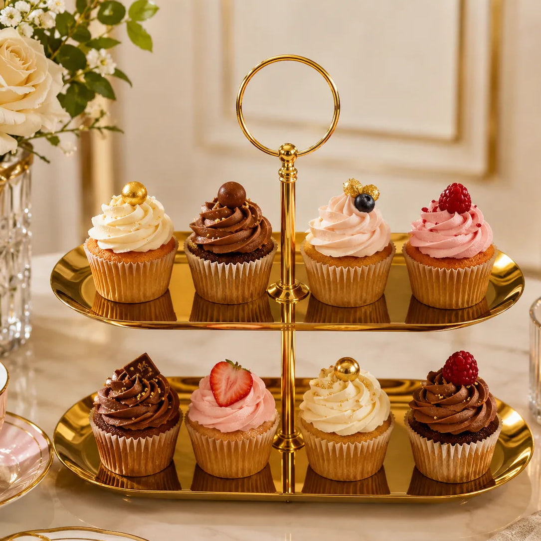 Présentoir Cupcakes Ovale Doré