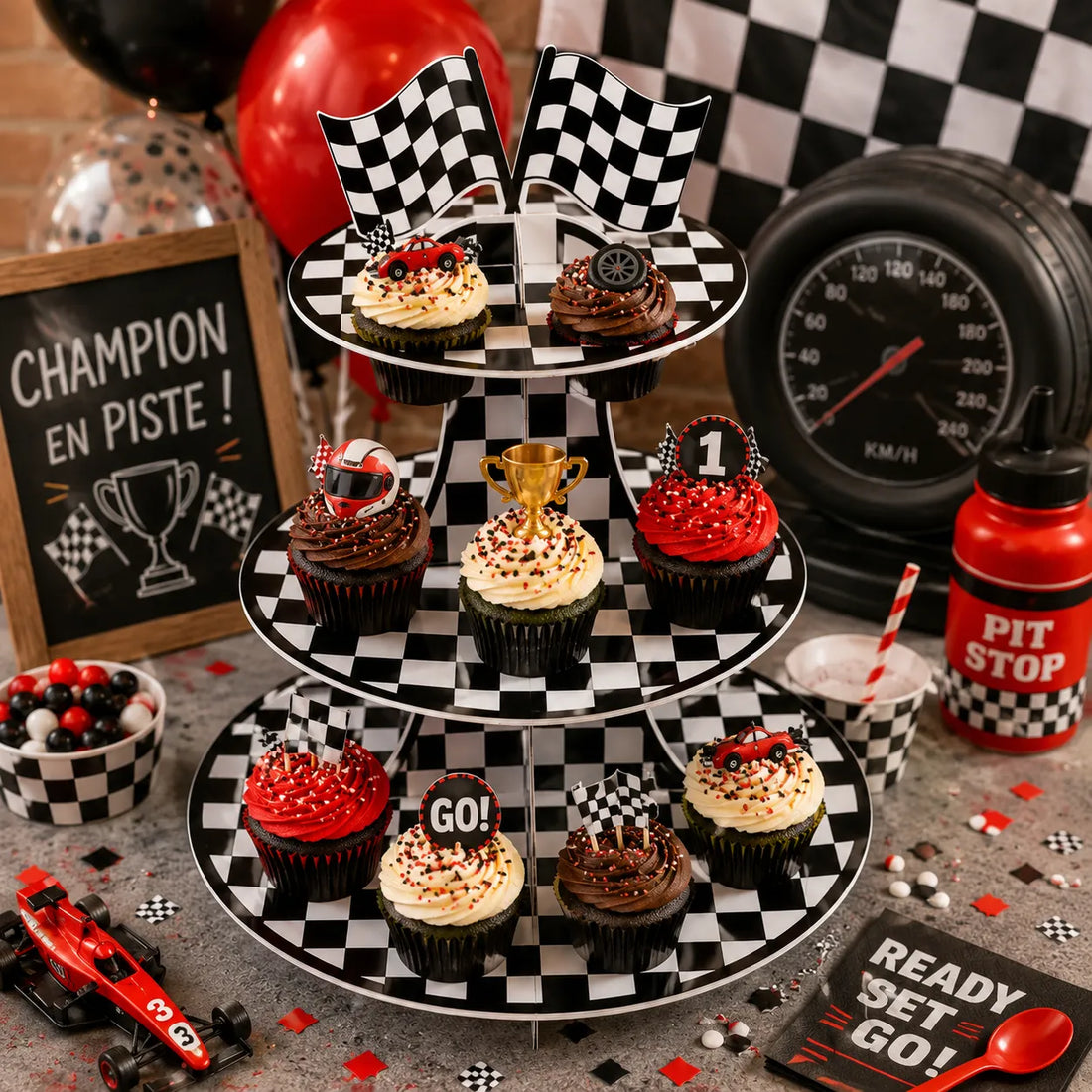 Présentoir Cupcakes Thème Course