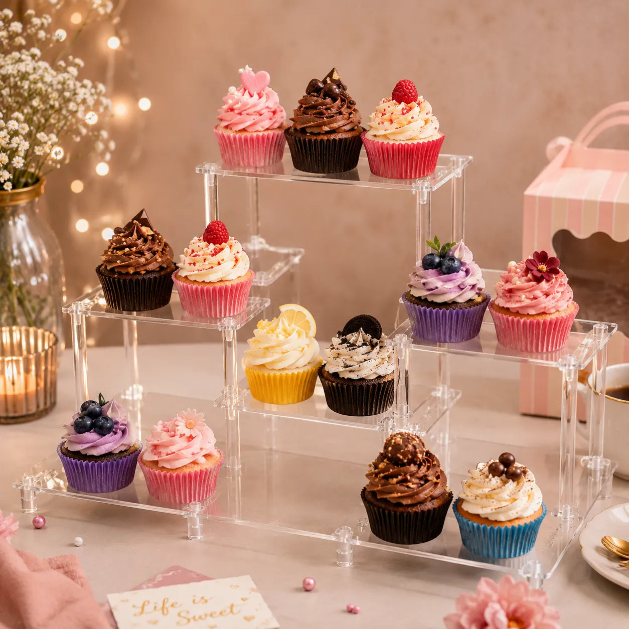 Présentoir à Cupcakes en Acrylique Transparent