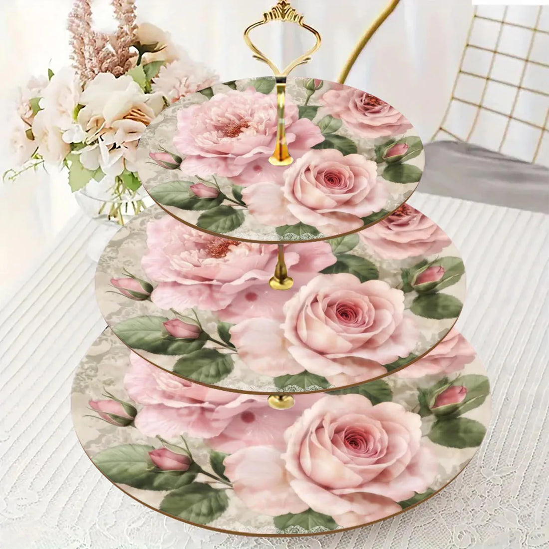 Présentoir à Cupcakes en Bois à Roses Elégant