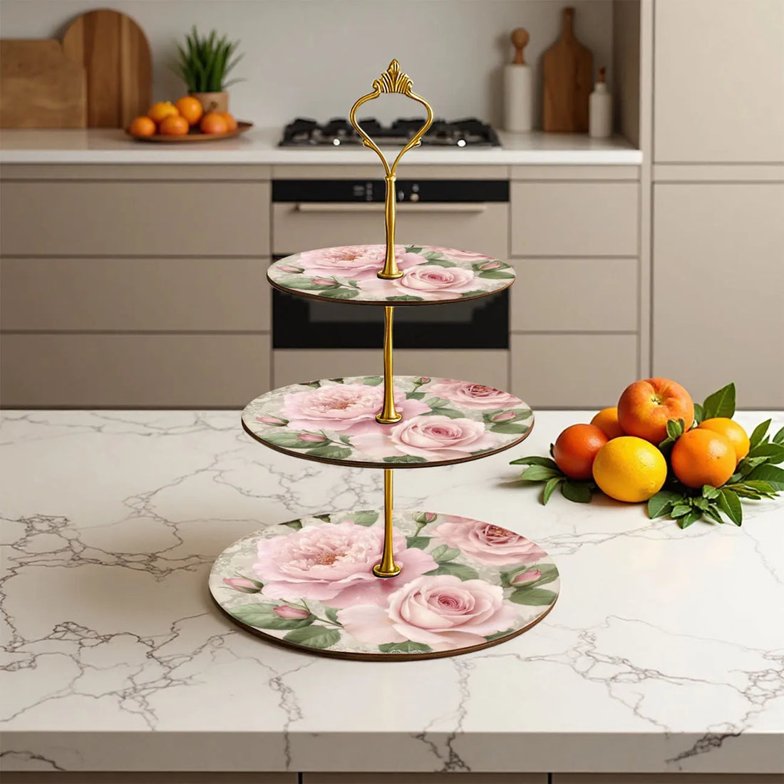 Présentoir à Cupcakes en Bois à Roses Moderne