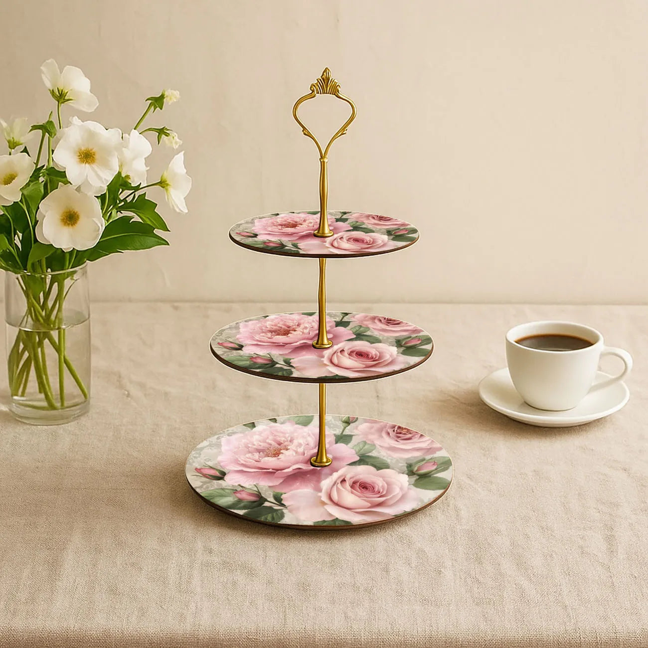 Présentoir à Cupcakes en Bois à Roses Original