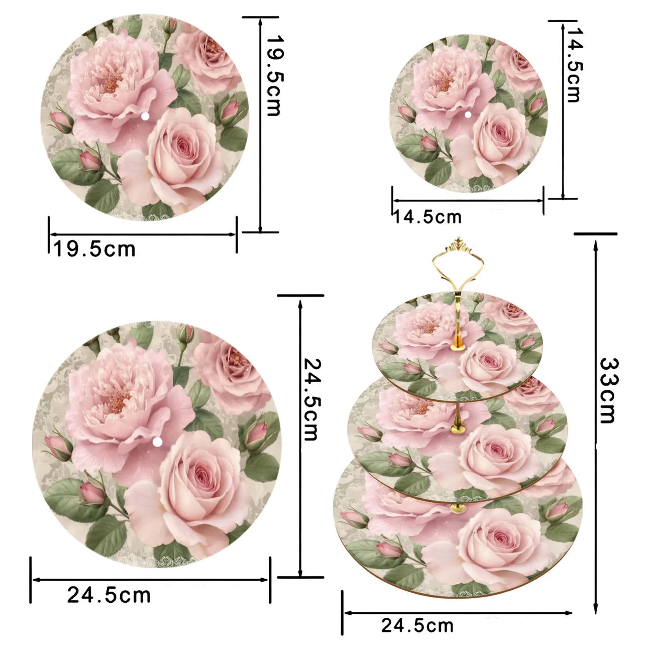 Présentoir à Cupcakes en Bois à Roses Raffiné