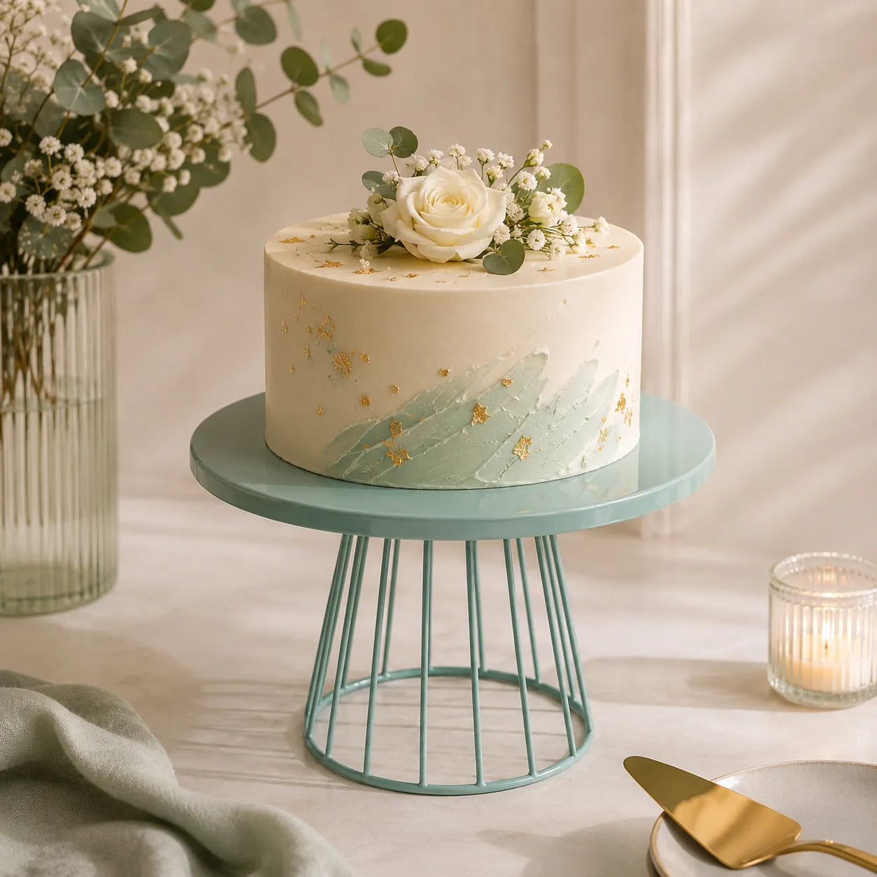 Présentoir à Gâteau Bleu En Métal Design moderne