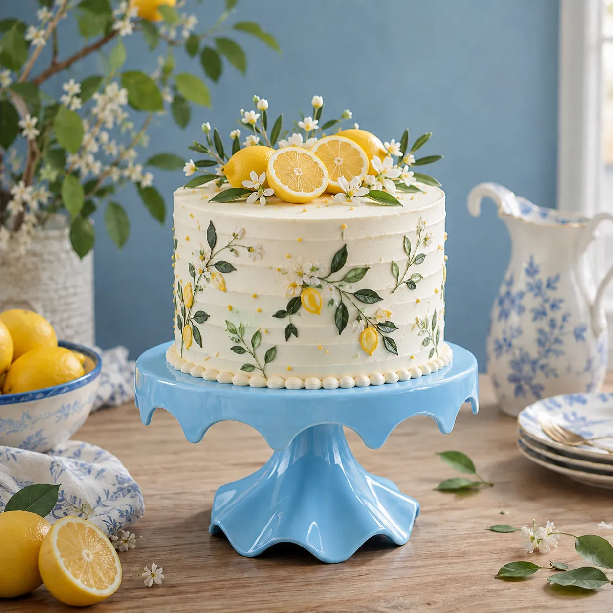 Présentoir à Gâteau Bleu harmonieux


