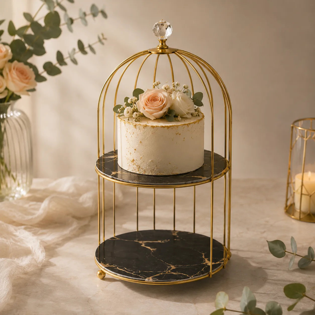 Présentoir à Gâteau Cage d’Oiseau Original 