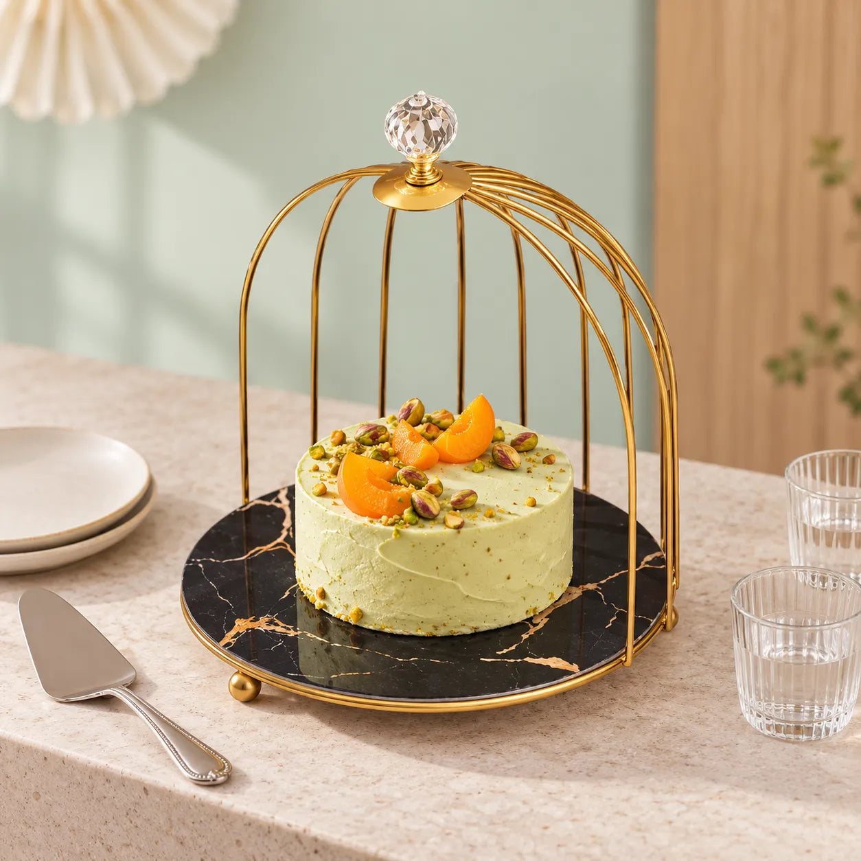 Présentoir à Gâteau Cage d’Oiseau Original raffiné