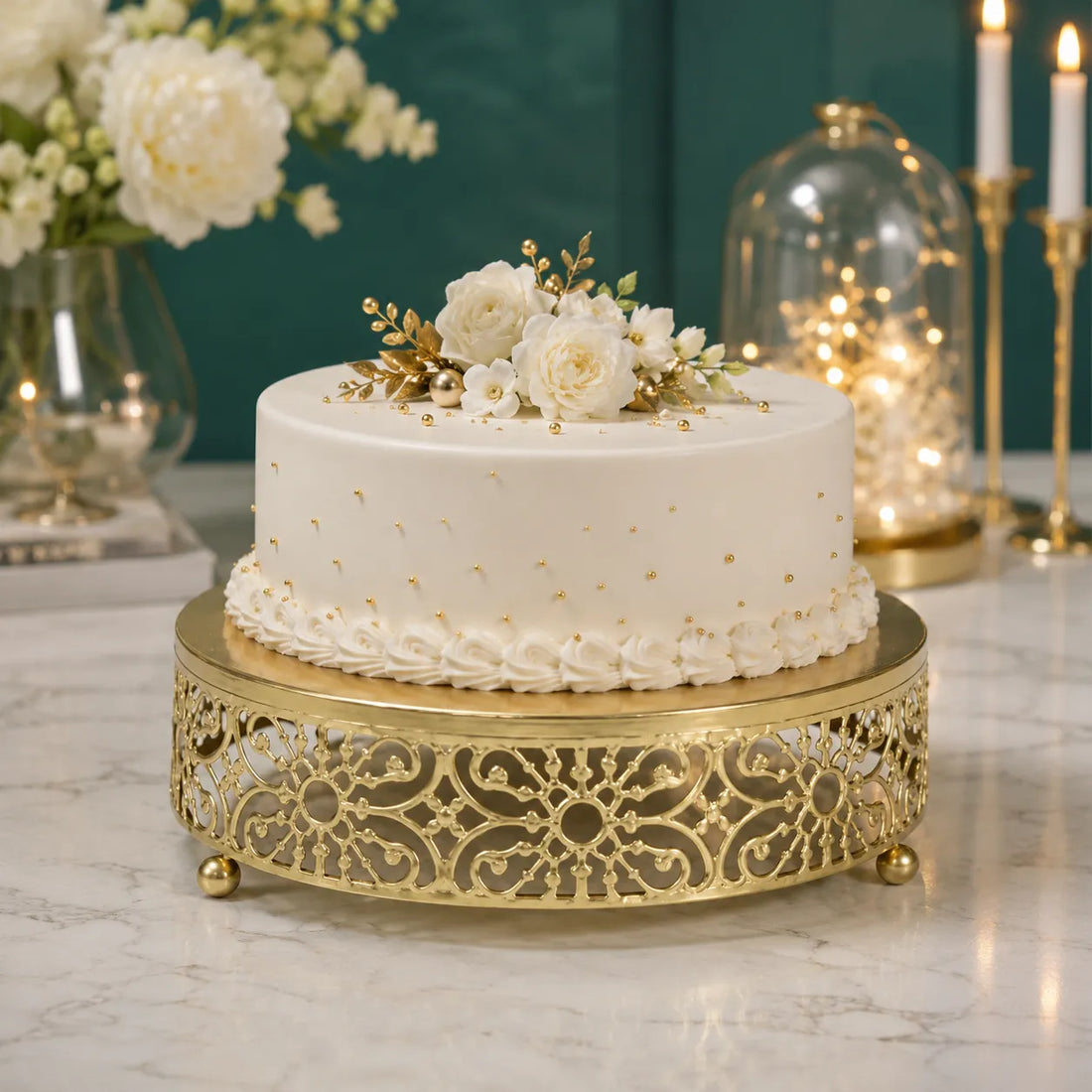 Présentoir à Gâteau Doré Elégant 