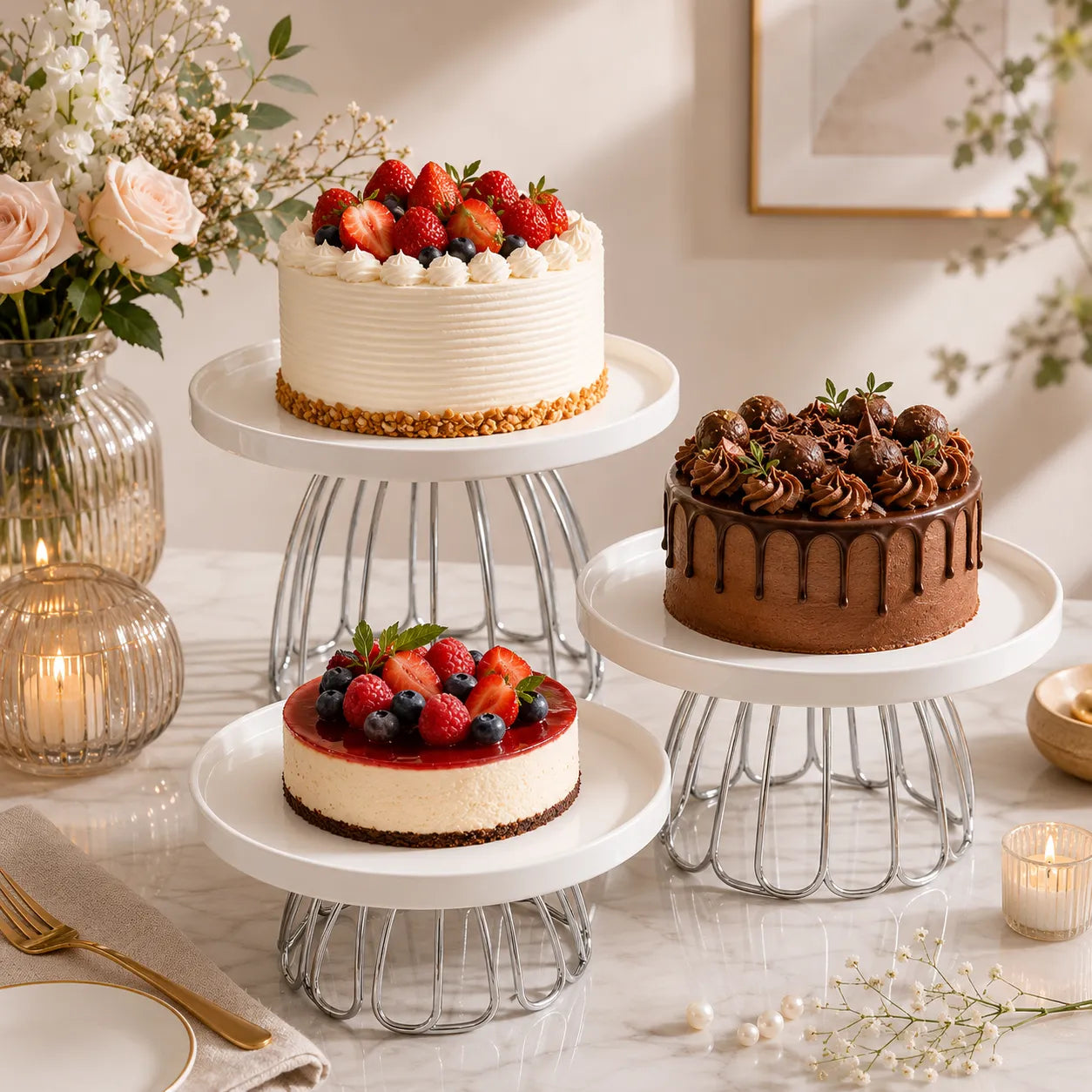 Présentoir à Gâteau En Céramique à Pieds élégant