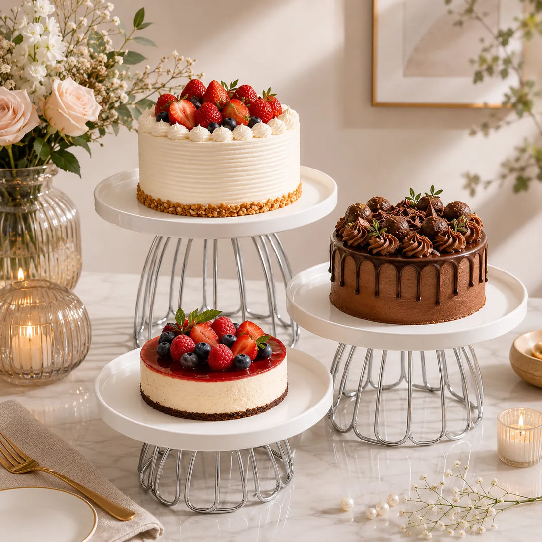 Présentoir à Gâteau En Céramique à Pieds élégant