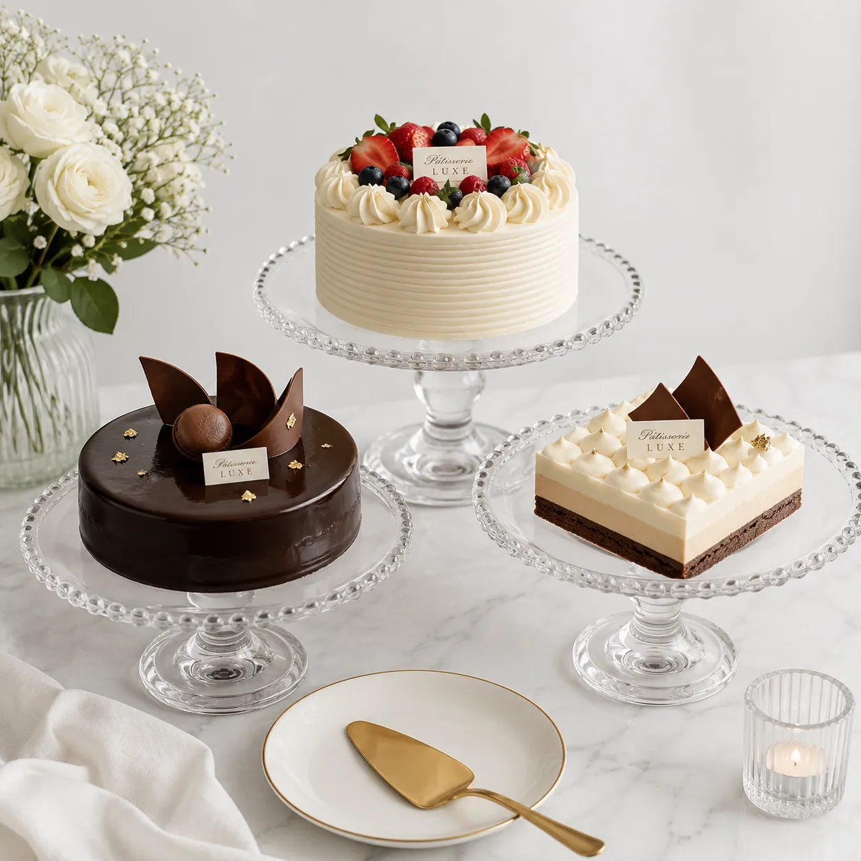Présentoir à Gâteau En Verre