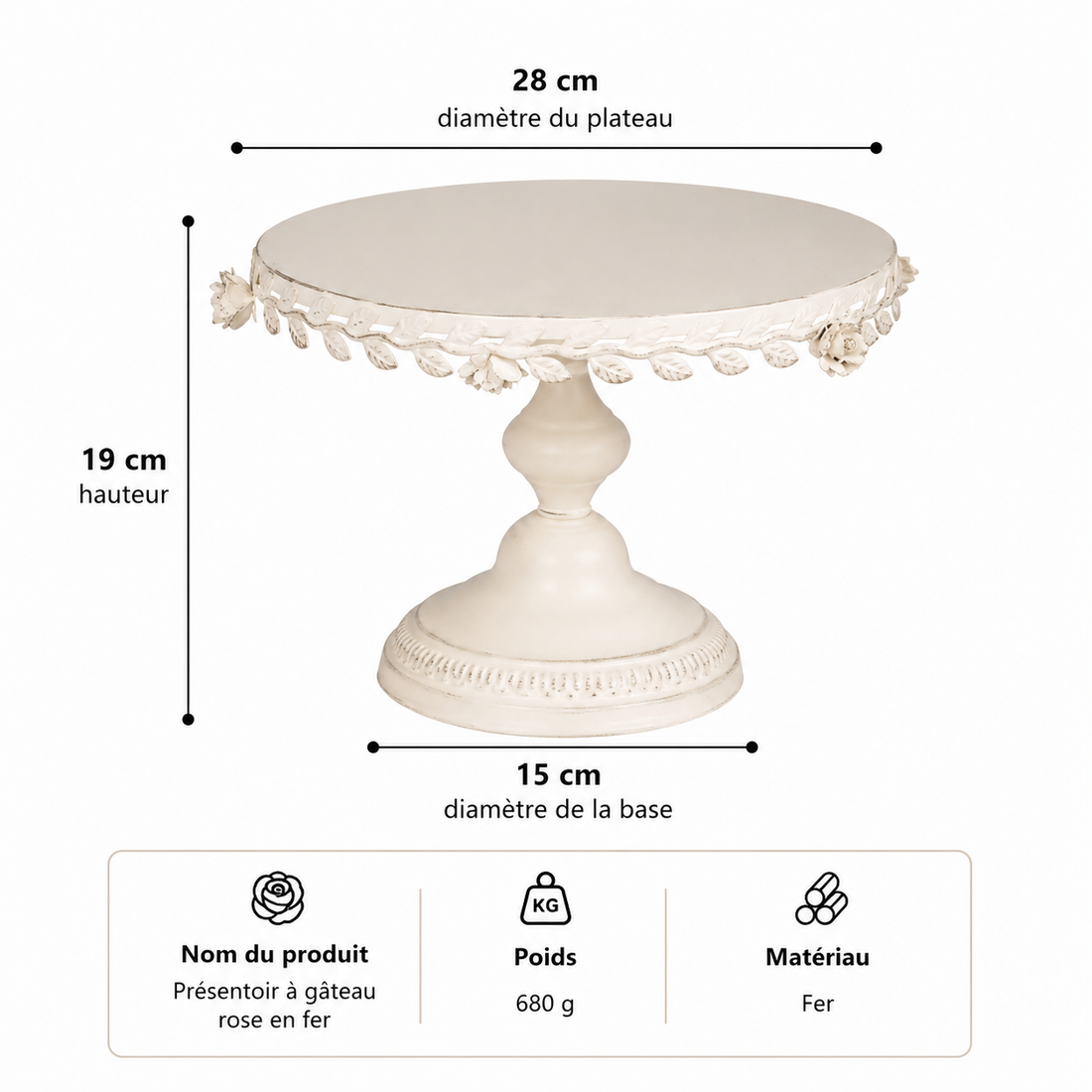 Présentoir à Gâteau Rétro à Feuillages Moyen