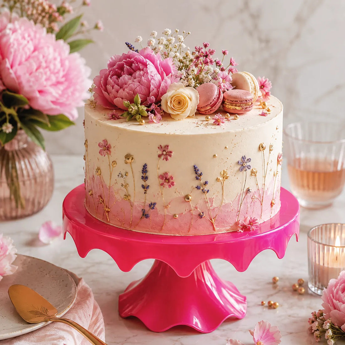 Présentoir à Gâteau Rose 
