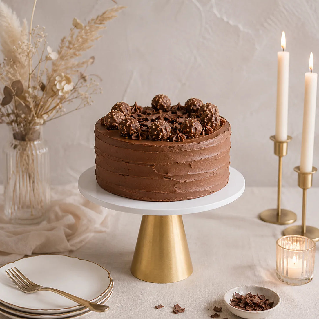 Présentoir à Gâteaux Blanc et Doré 