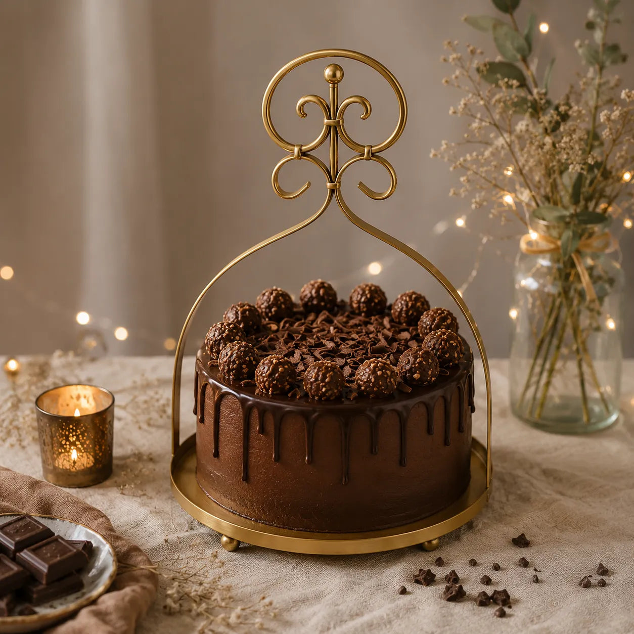 Présentoir à Gâteaux Doré Design Elégant