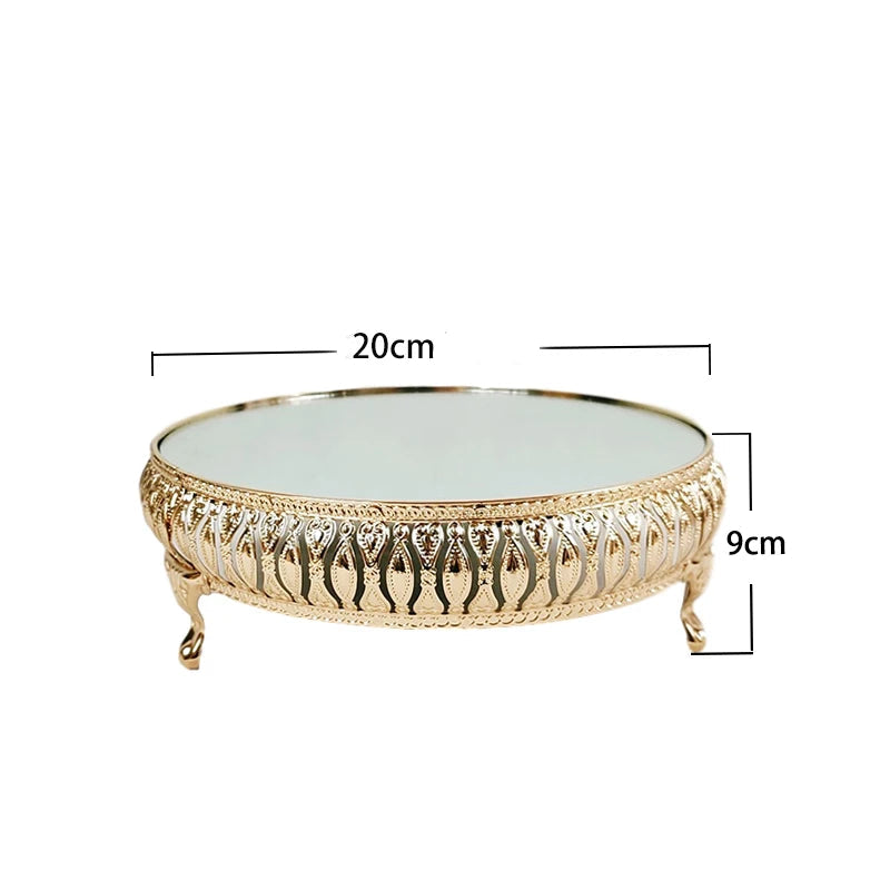 Présentoir Gâteaux Doré à Miroir Elégant