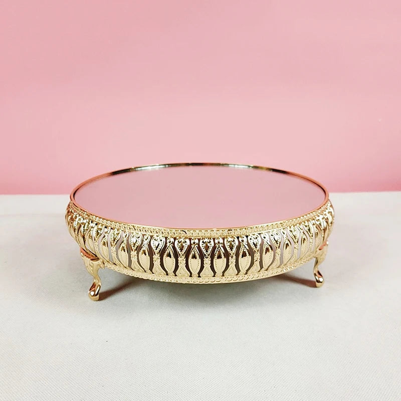 Présentoir Gâteaux Doré à Miroir Raffiné