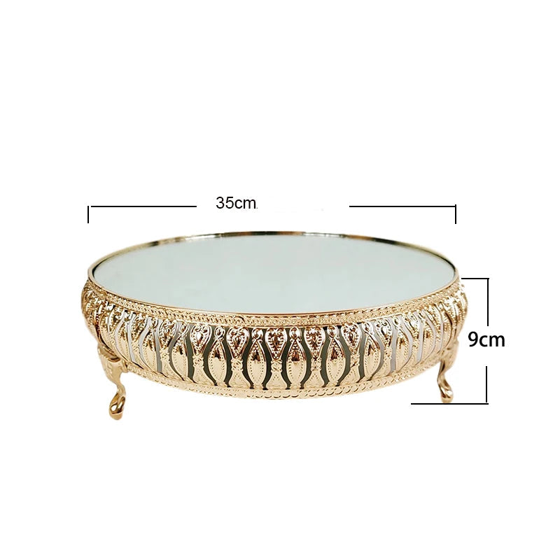 Présentoir Gâteaux Doré à Miroir Unique