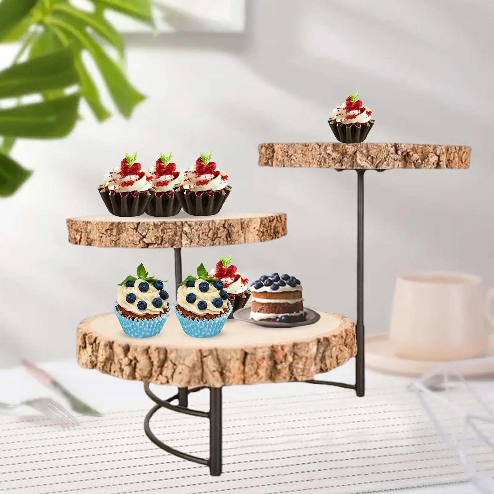 Présentoir à Gâteaux en Rondins de Bois Chic