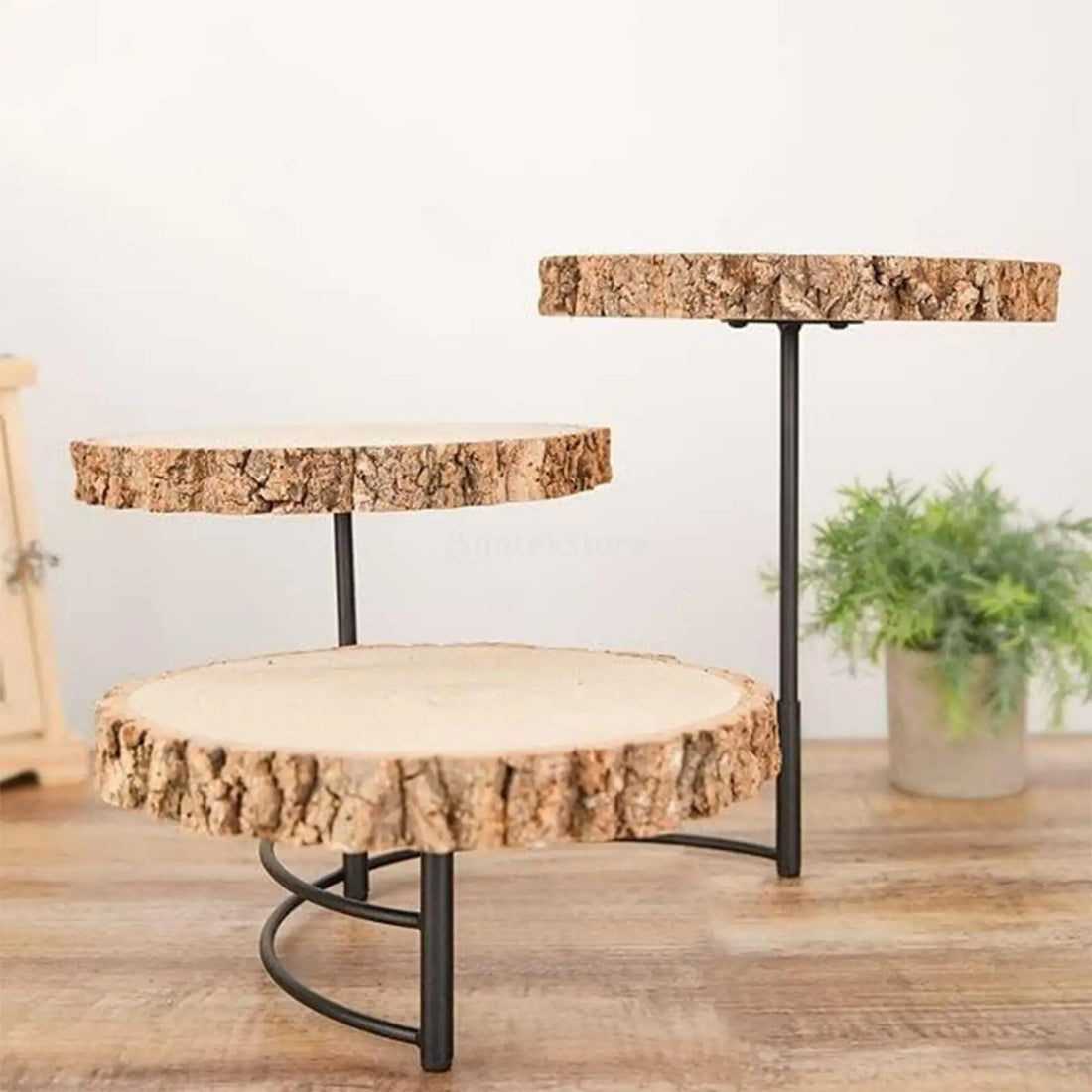 Présentoir à Gâteaux en Rondins de Bois Moderne