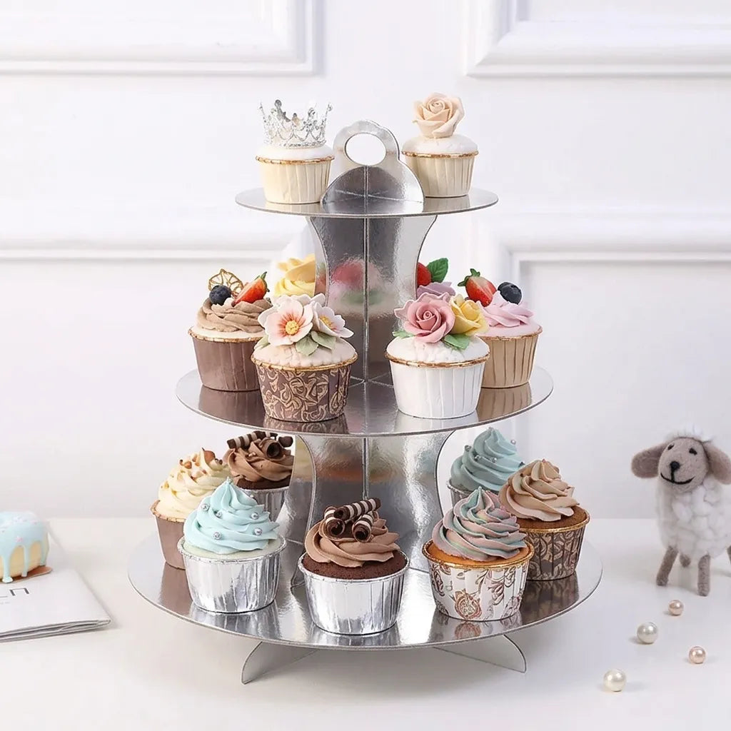 Présentoir à cupcake Argenté Chic