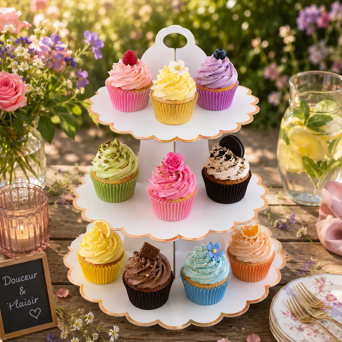 Présentoir à cupcake Blanc en Carton