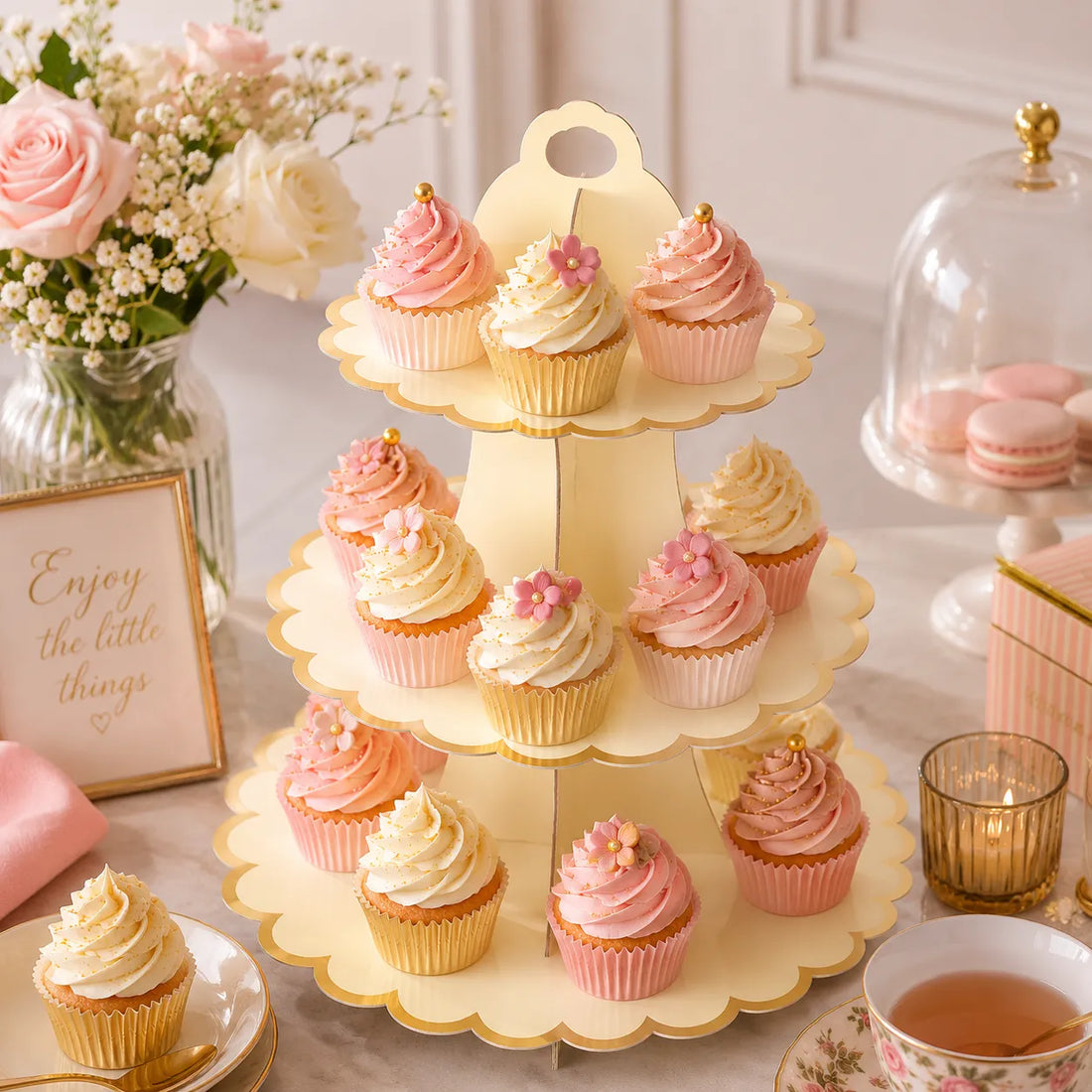 Présentoir à cupcake Jaune en Carton