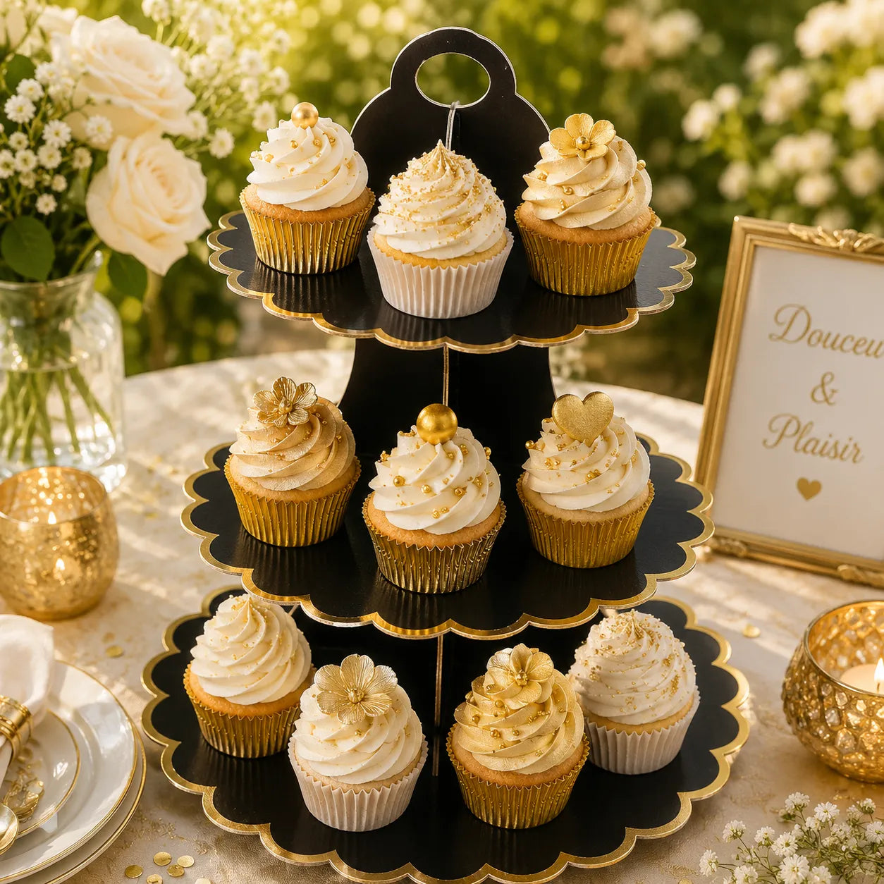 Présentoir à cupcake Noir en Carton