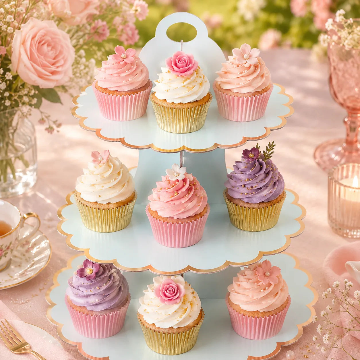 Présentoir à cupcake Vert en Carton