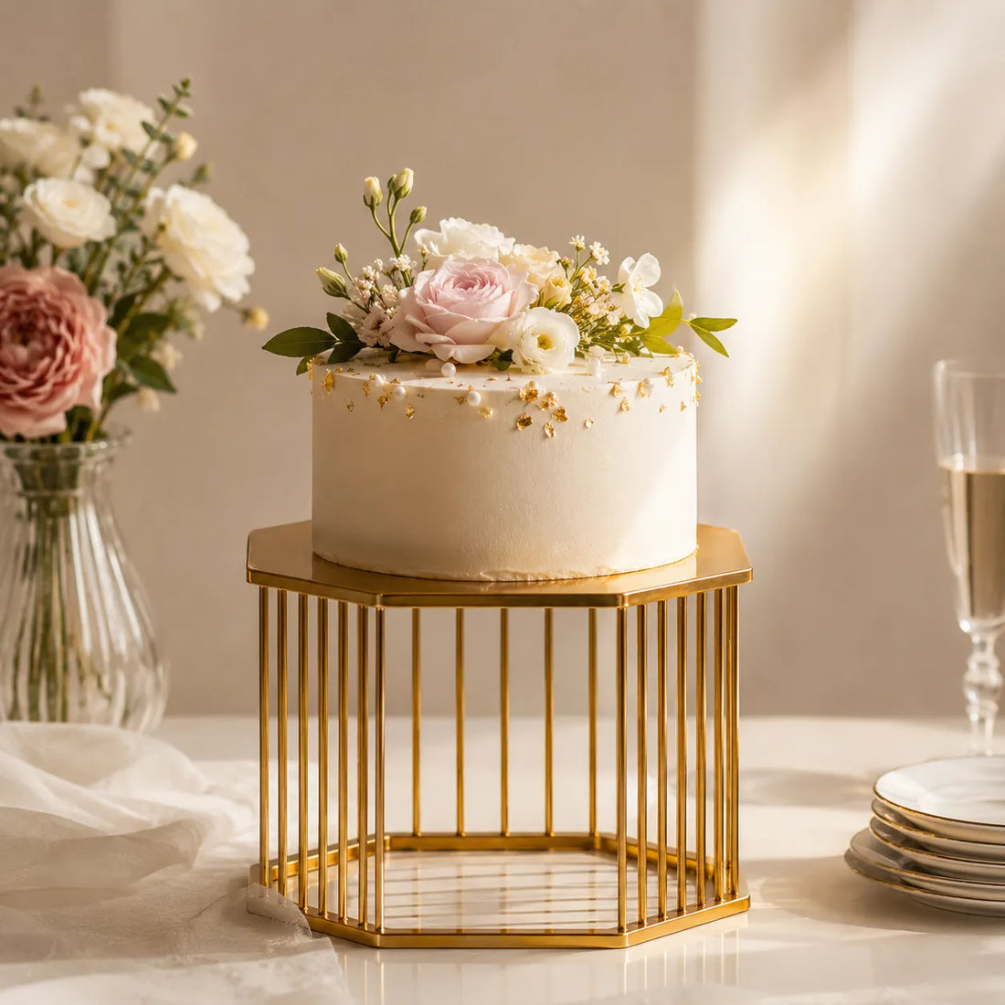 Présentoir de Gâteau Créatif Doré 