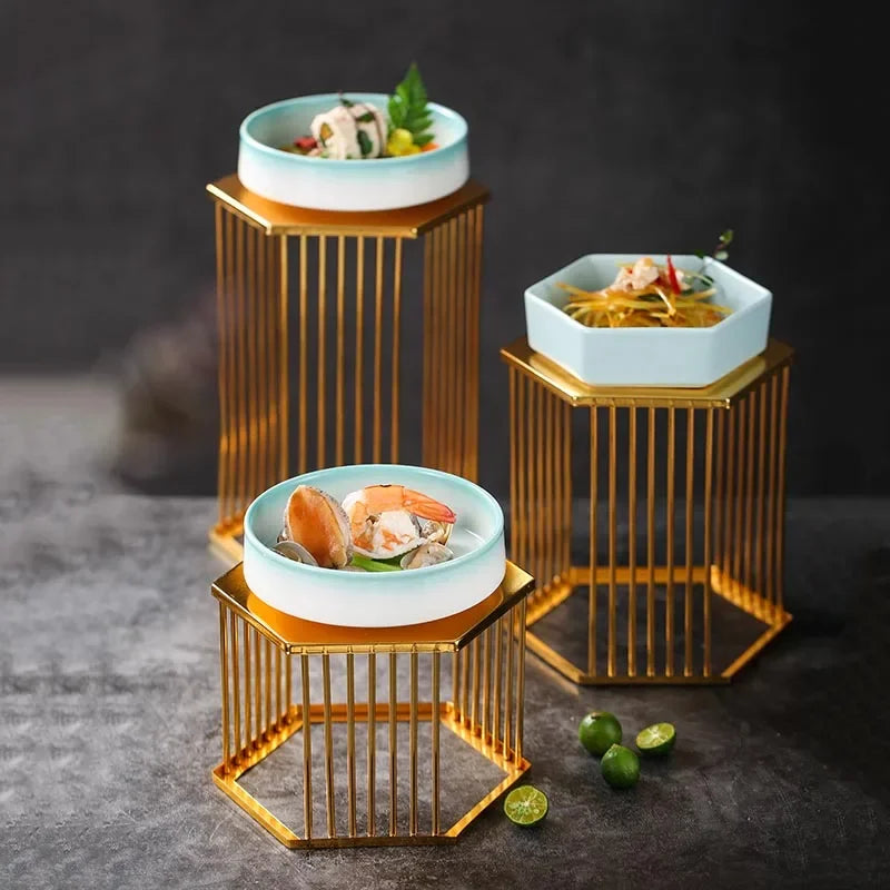 Présentoir de Gâteau Créatif Doré Design