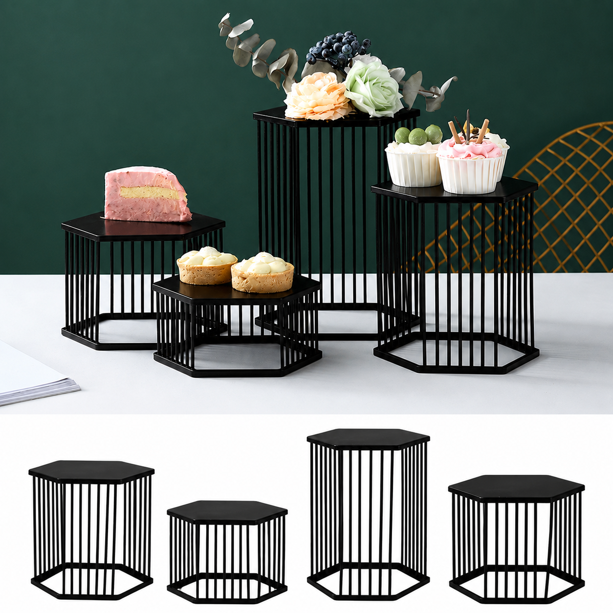 Présentoir de Gâteau Noir Stylé Design