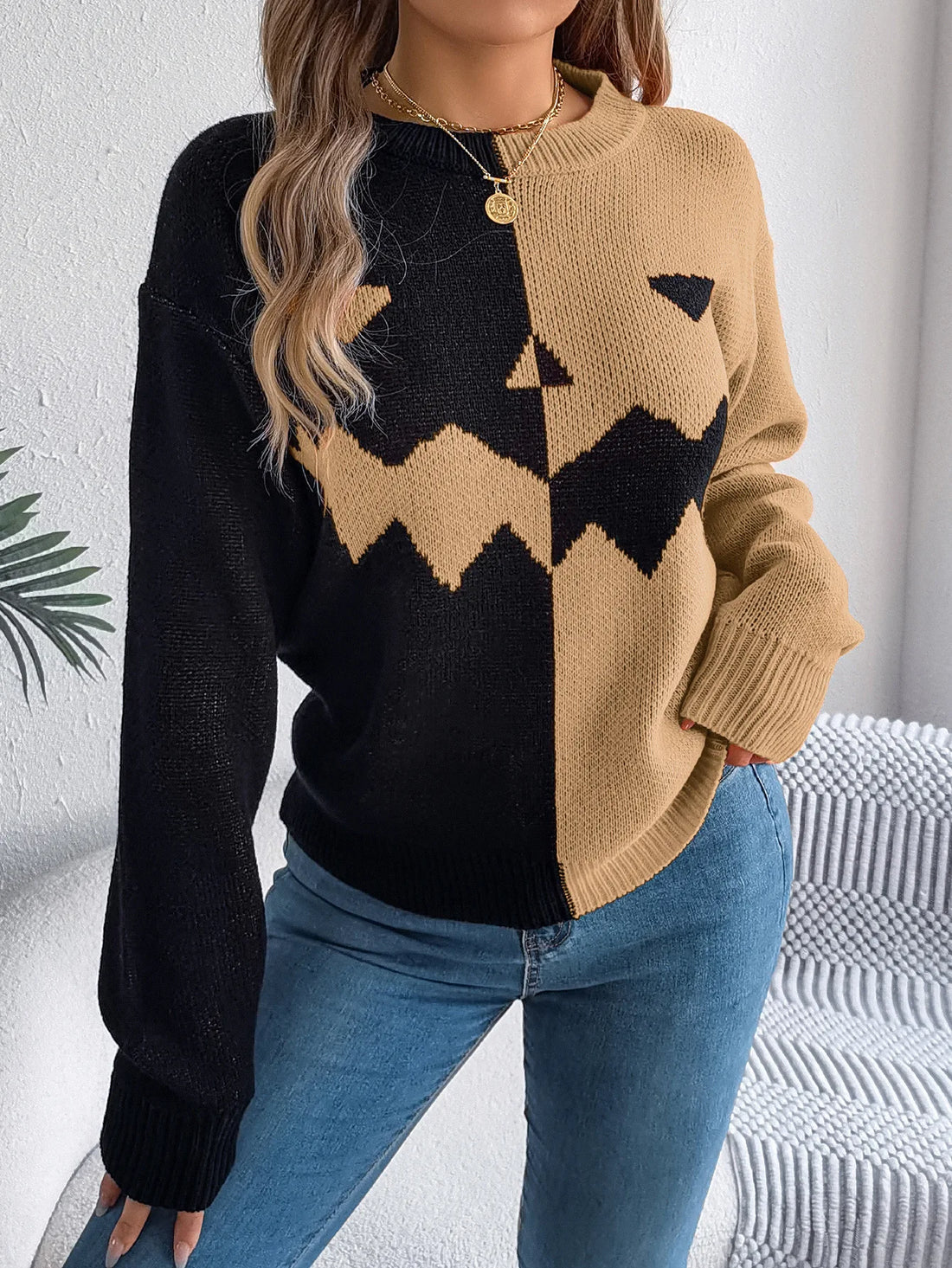 Pull Chaud Halloween Beige