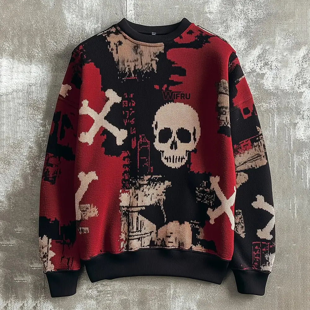 Pull Design Crâne Halloween Rouge