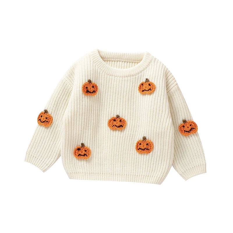 Pull Halloween Blanc Citrouilles Bébé Original