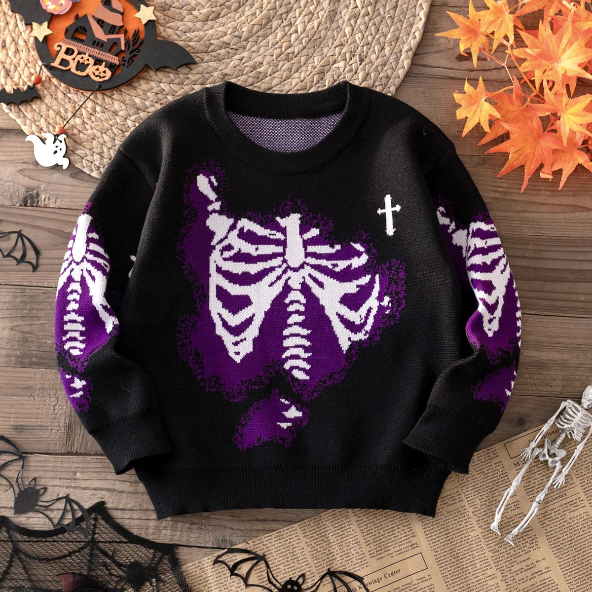 Pull Halloween Noir et Violet Unique