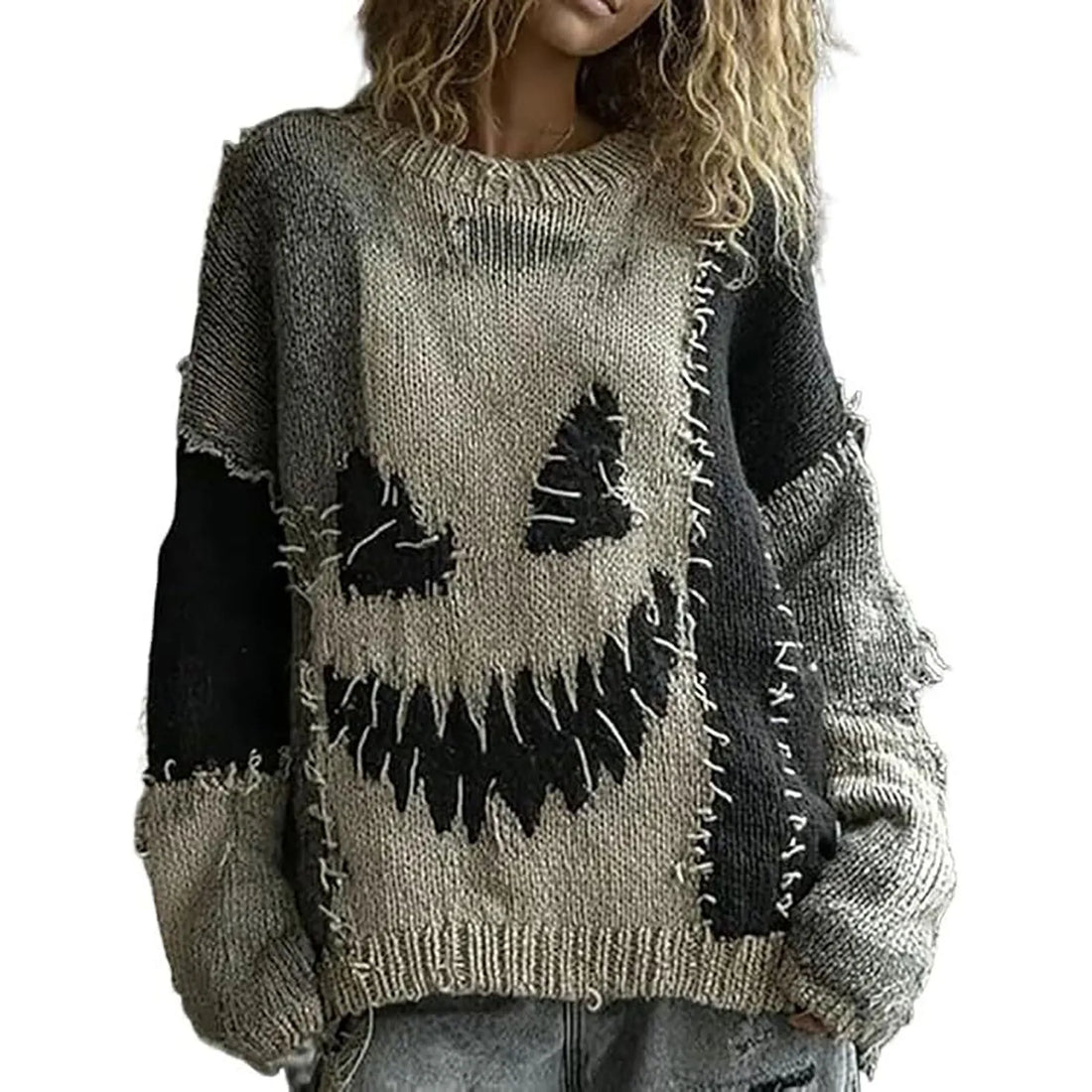 Pull Halloween Oversize Patchwork Unique