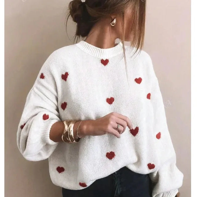 Pull Saint-Valentin à Cœurs Femme
