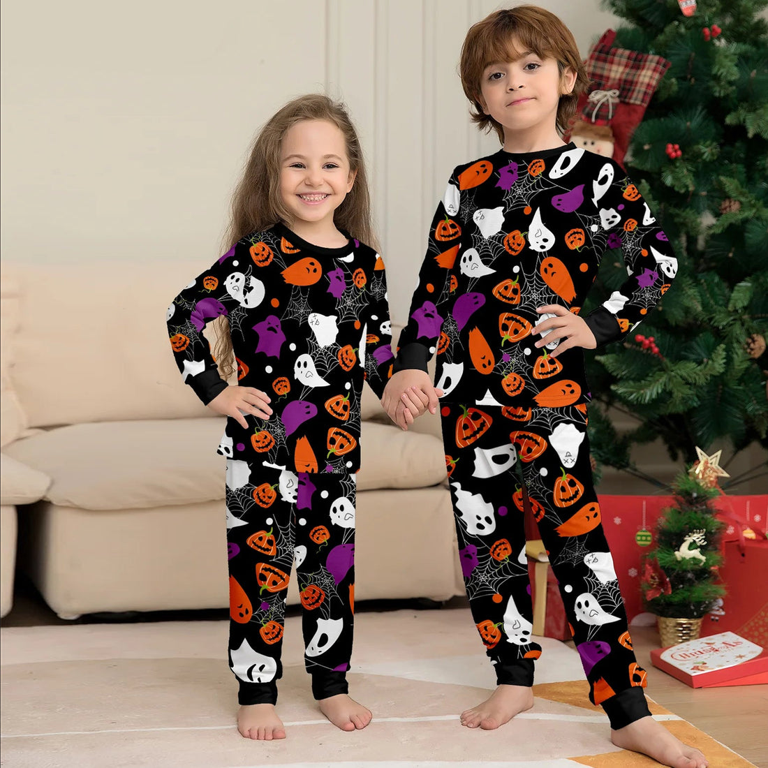 Pyjama Enfant Noir Imprimé Halloween