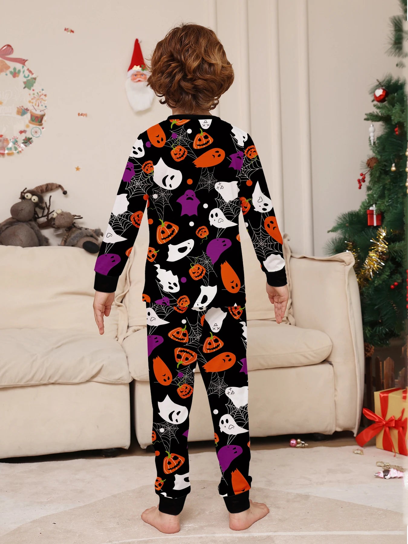 Pyjama Enfant Noir Imprimé Halloween Dos