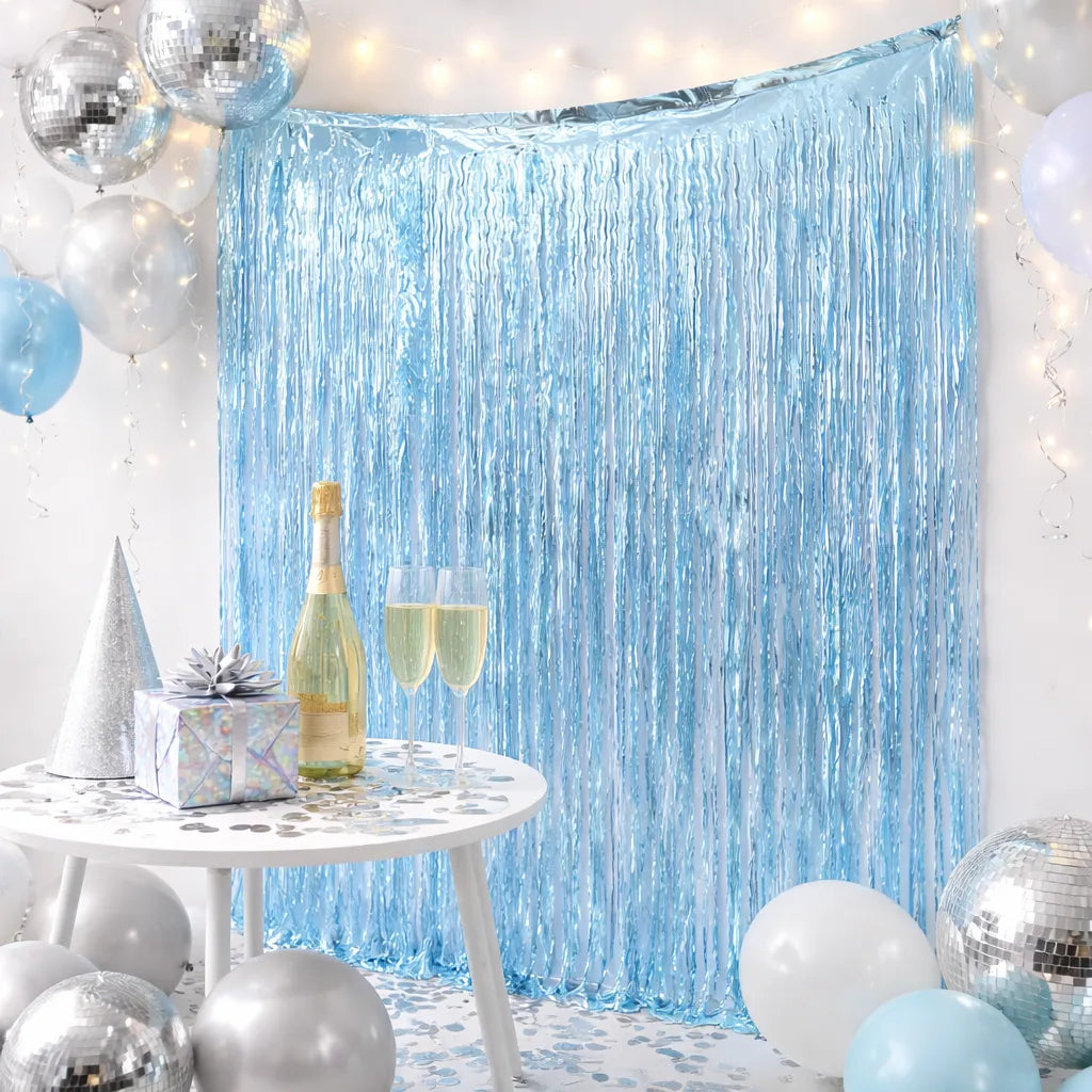 Rideau Bleu à Franges Ondulés Unique