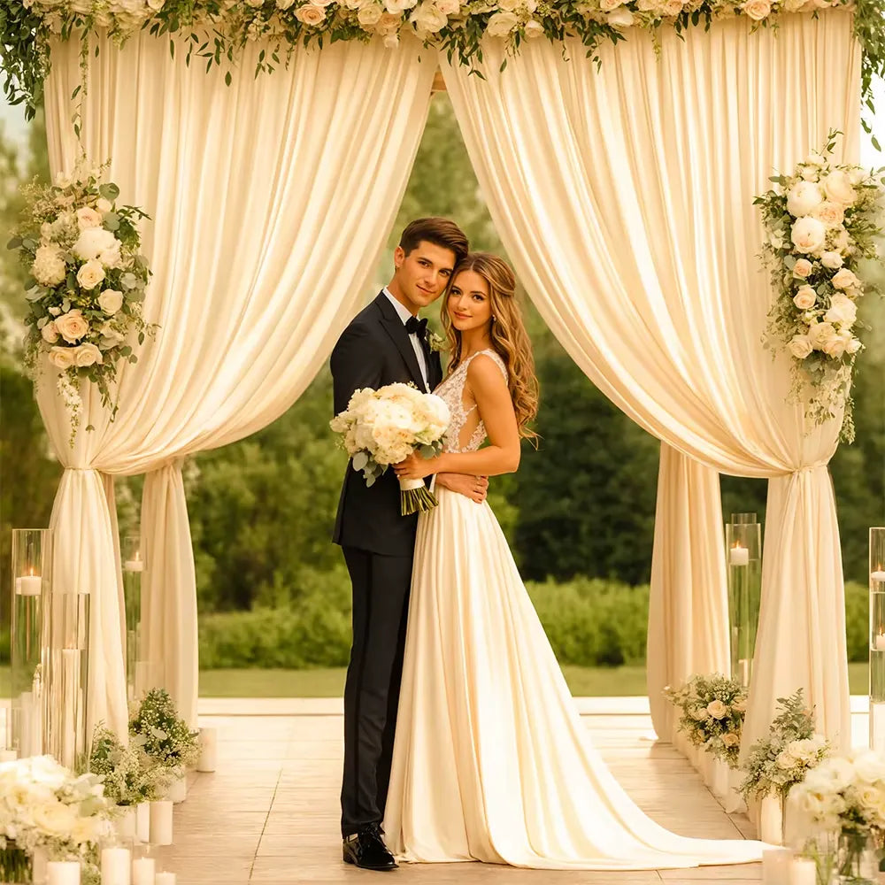 Rideau Champagne Fond Mariage Elégant
